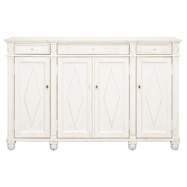 65" Gareth French Country White Reclaimed Pine Wood Sideboard