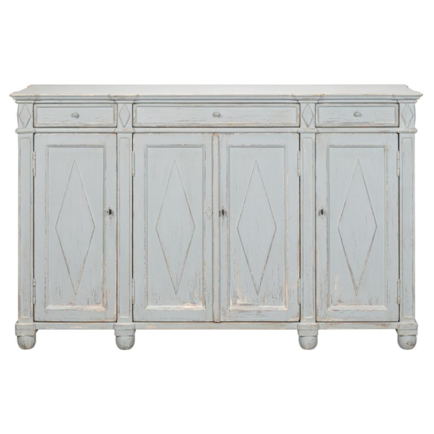65" Gareth French Country Blue Reclaimed Pine Wood Sideboard