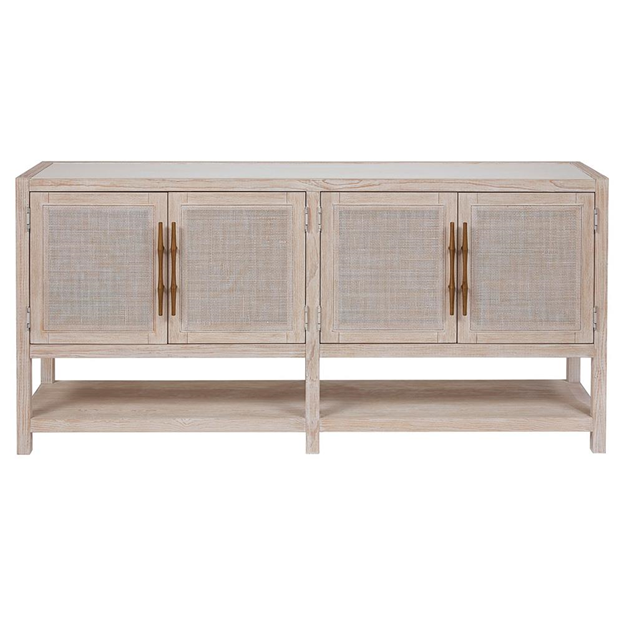 79" Miya Coastal Beach Cream Wood 4 Door Sideboard