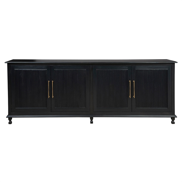 96" Molly Updated Traditional Black Wood Sideboard