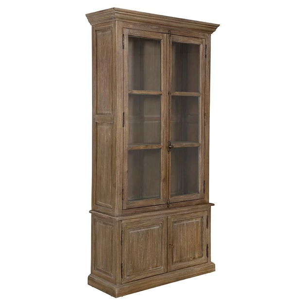 49" Wide - Elissa French Country Brown Solid Wood Display Cabinet