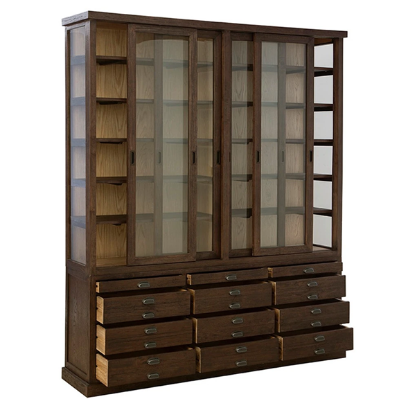 75" - Malen Rustic Lodge Dark Brown Reclaimed Wood China Cabinet