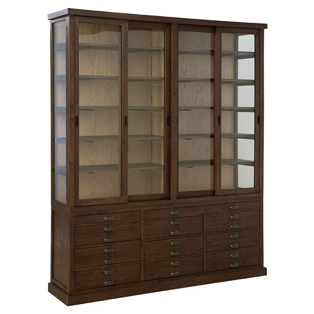 75" - Malen Rustic Lodge Dark Brown Reclaimed Wood China Cabinet