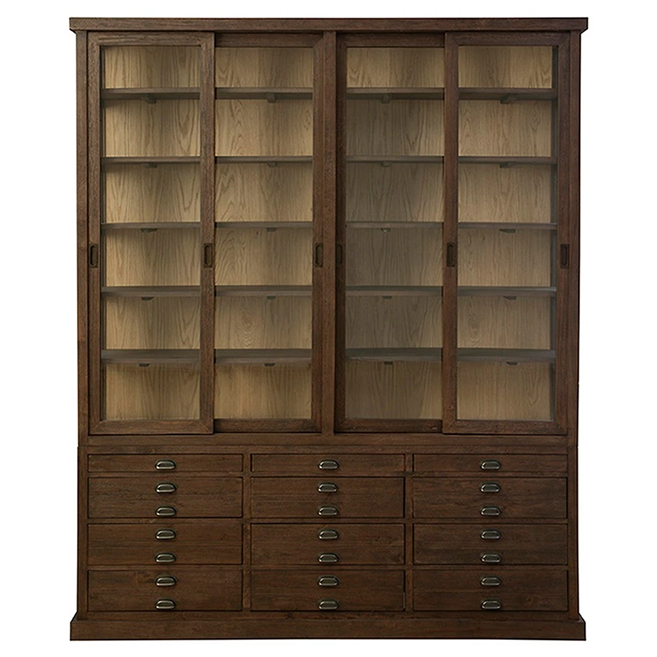 75" - Malen Rustic Lodge Dark Brown Reclaimed Wood China Cabinet
