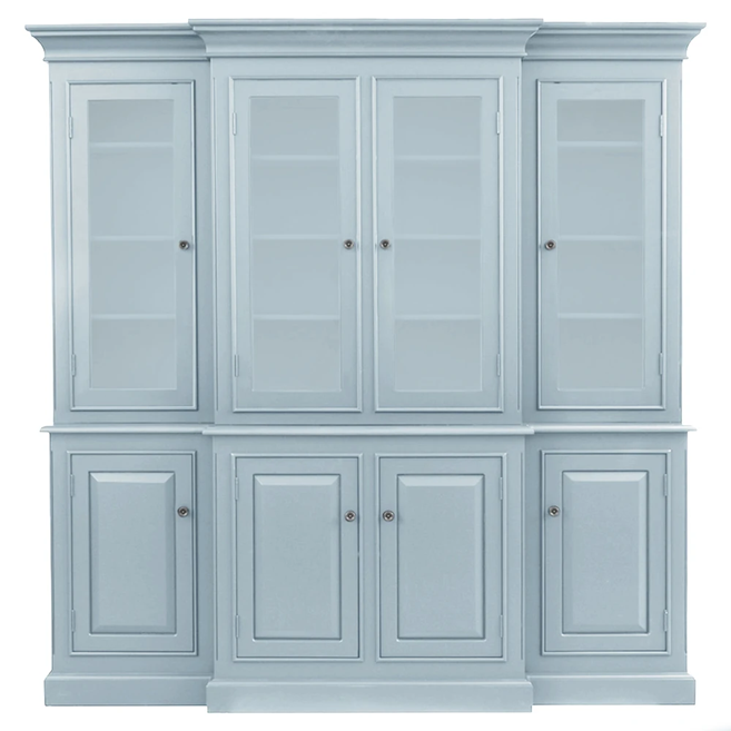 82" Wide - Faith Updated Traditional Light Blue Wood Hutch