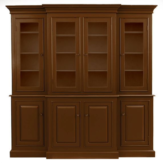 82" Wide - Faith Updated Traditional Pecan Brown Wood Hutch