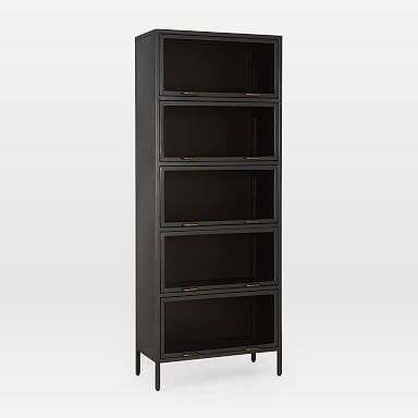 32" Wide - Iron & Glass Tall Barrister Cabinet