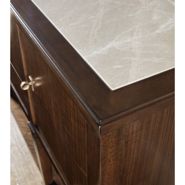 66" Alaine Updated Traditional Grey Marble Dark Brown Walnut Wood Buffet