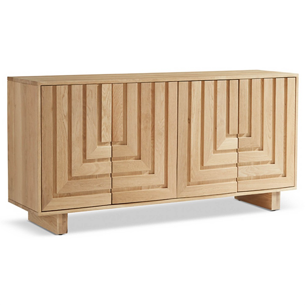 68" Emma Mid Century Modern Brown Oak Wood 4 Door Sideboard