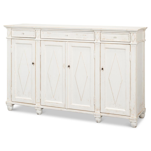 65" Gareth French Country White Reclaimed Pine Wood Sideboard