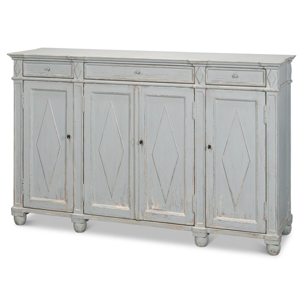65" Gareth French Country Blue Reclaimed Pine Wood Sideboard