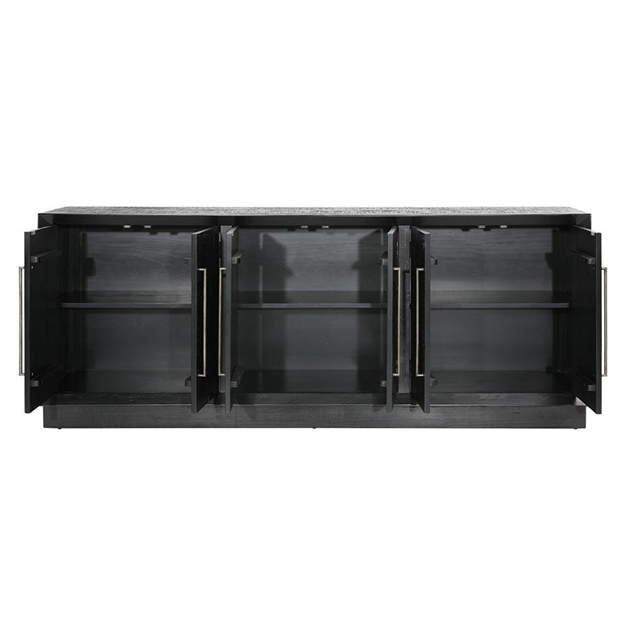 86" Holand Modern Classic Black Pine Wood Sideboard
