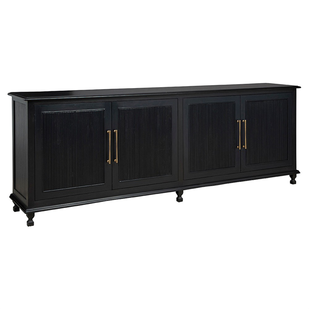96" Molly Updated Traditional Black Wood Sideboard