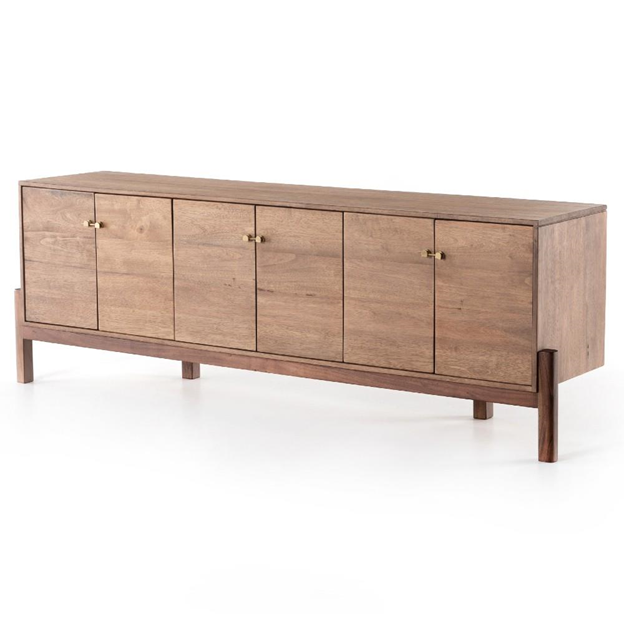 84" Rissa Mid Century Modern Brown Acacia Wood Media Console