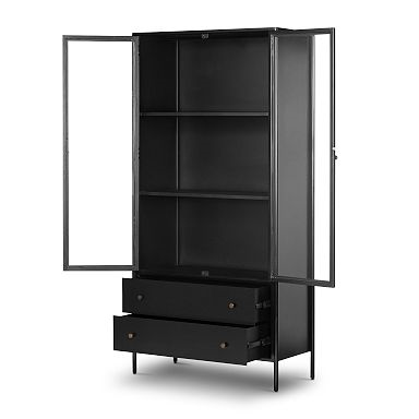 40" Wide - Bronzed Iron Tall Glass Cabinet