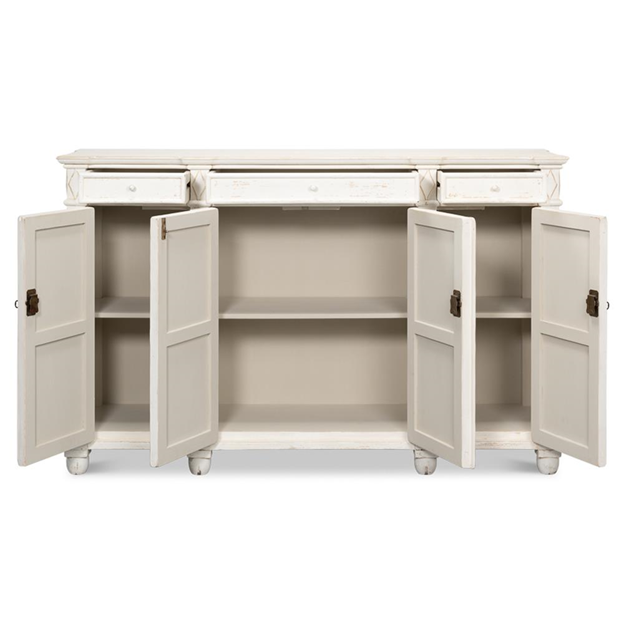 65" Gareth French Country White Reclaimed Pine Wood Sideboard