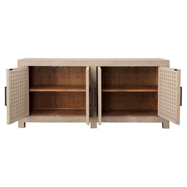 74" Lovenya Coastal Beach Light Brown Reclaimed Pine Wood Sideboard