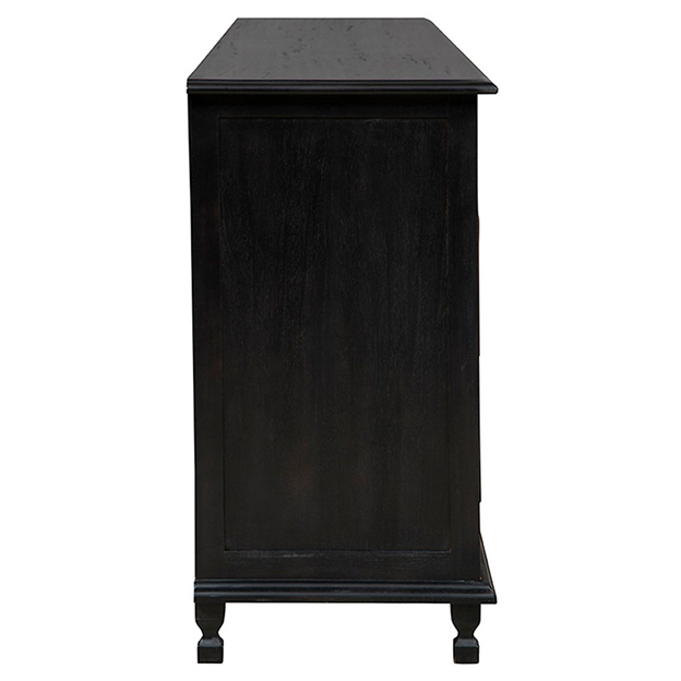 96" Molly Updated Traditional Black Wood Sideboard