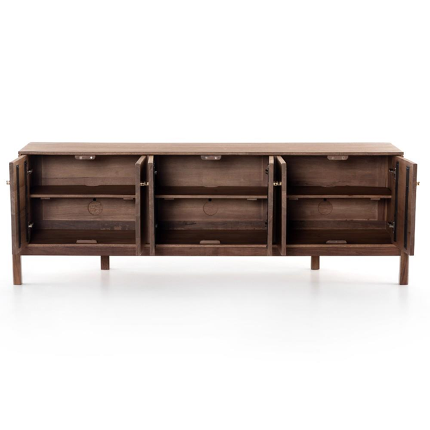 84" Rissa Mid Century Modern Brown Acacia Wood Media Console