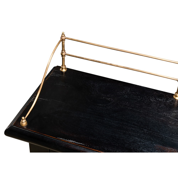 96" Serenity Updated Traditional Black Acacia Wood Sideboard