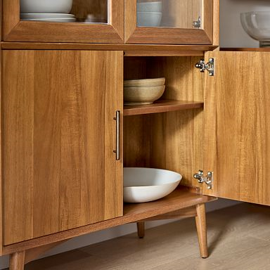 35" Wide - Mid-Century Glass Cabinet