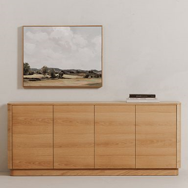 72" Rina Curved Oak Pedestal Sideboard