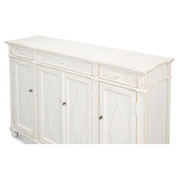 65" Gareth French Country White Reclaimed Pine Wood Sideboard