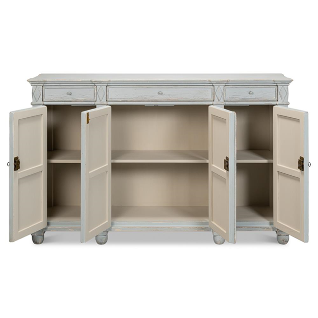 65" Gareth French Country Blue Reclaimed Pine Wood Sideboard