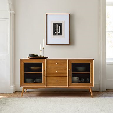 58" Mid-Century Glass Buffet