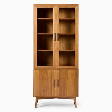 35" Wide - Mid-Century Glass Cabinet
