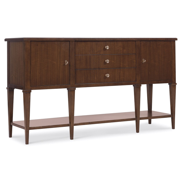 66" Alaine Updated Traditional Grey Marble Dark Brown Walnut Wood Buffet