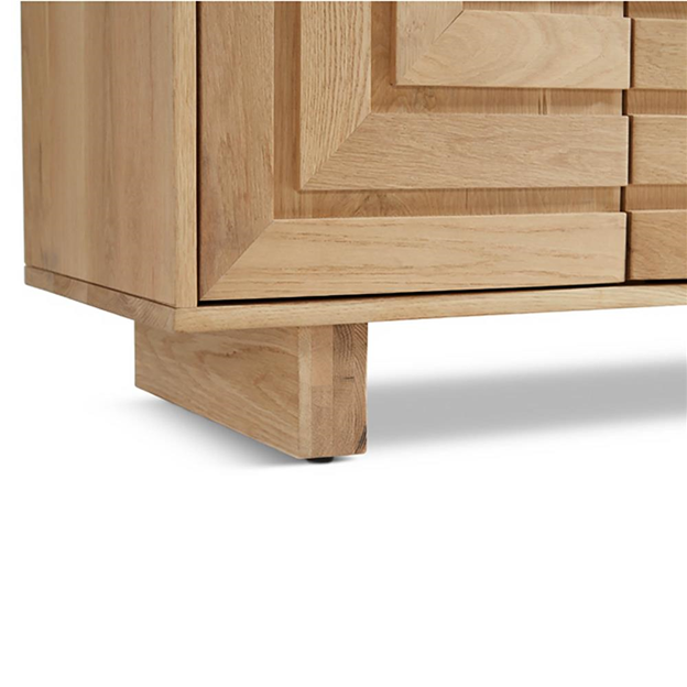 68" Emma Mid Century Modern Brown Oak Wood 4 Door Sideboard