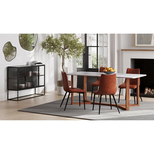 47" Jamir Industrial Loft Clear Glass Black Iron 4 Door Sideboard