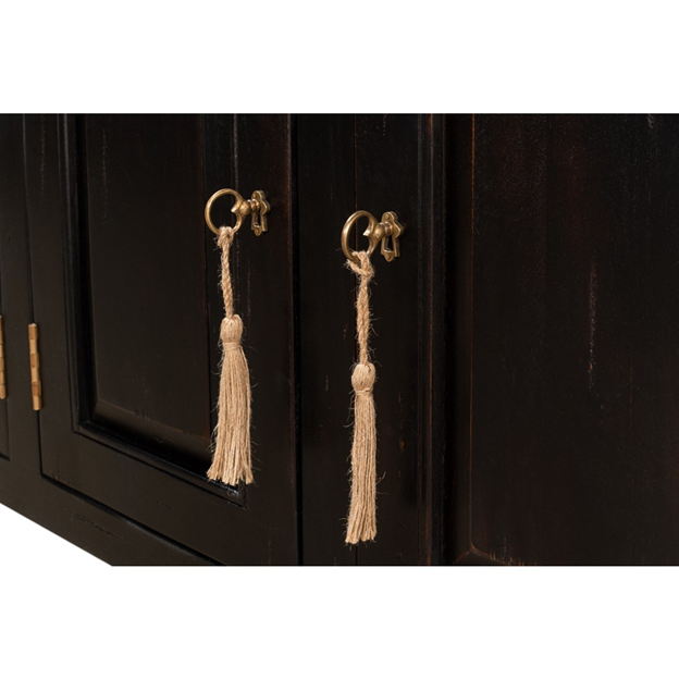 96" Serenity Updated Traditional Black Acacia Wood Sideboard