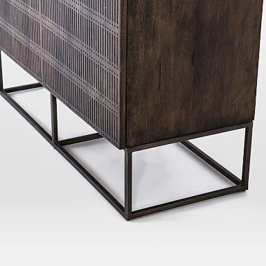 47" Wide - Carved Mango Wood Tall Cabinet
