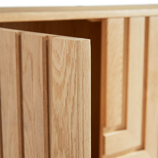 68" Emma Mid Century Modern Brown Oak Wood 4 Door Sideboard