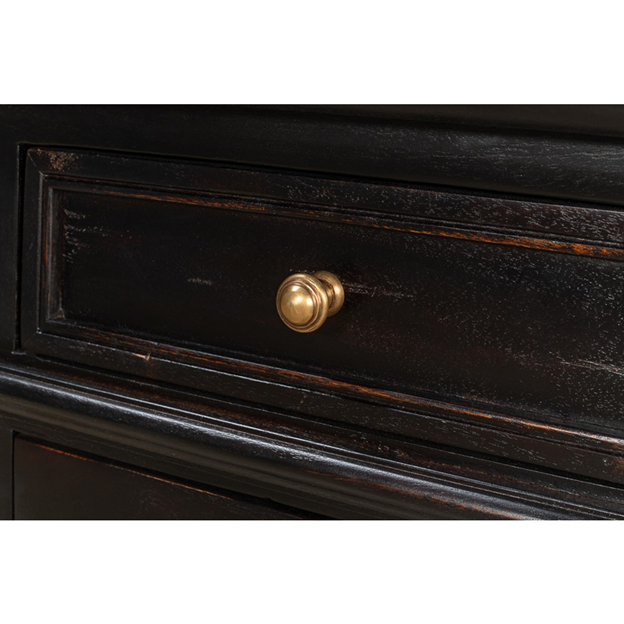 96" Serenity Updated Traditional Black Acacia Wood Sideboard
