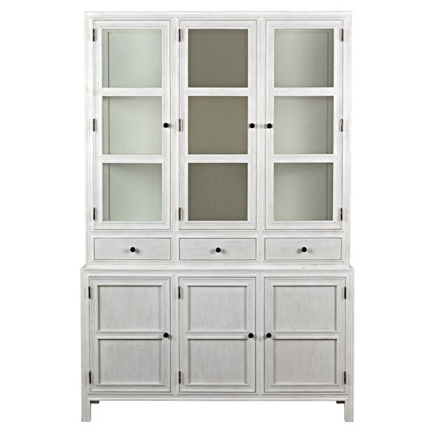 Noir Colonial French Country Antique Whitewash Colonial Hutches