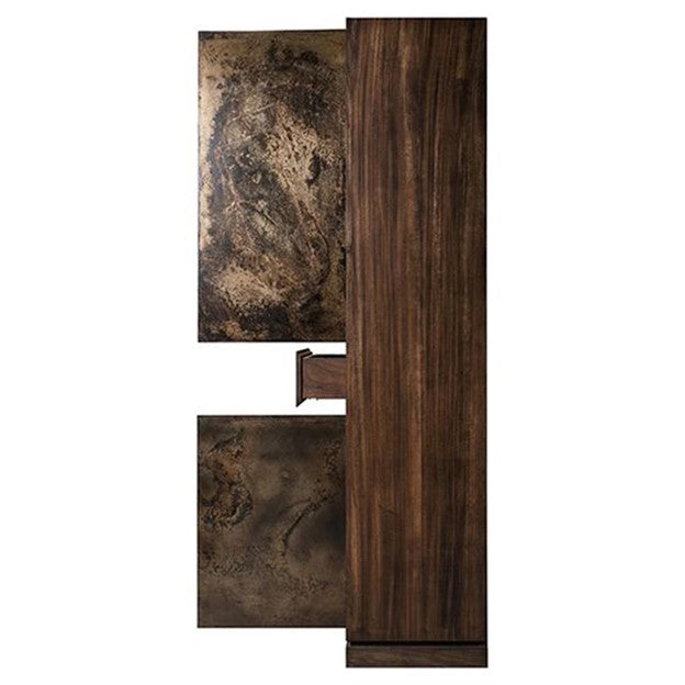 Galva Rustic Lodge Steel Front 4 Door Wood China Cabinets