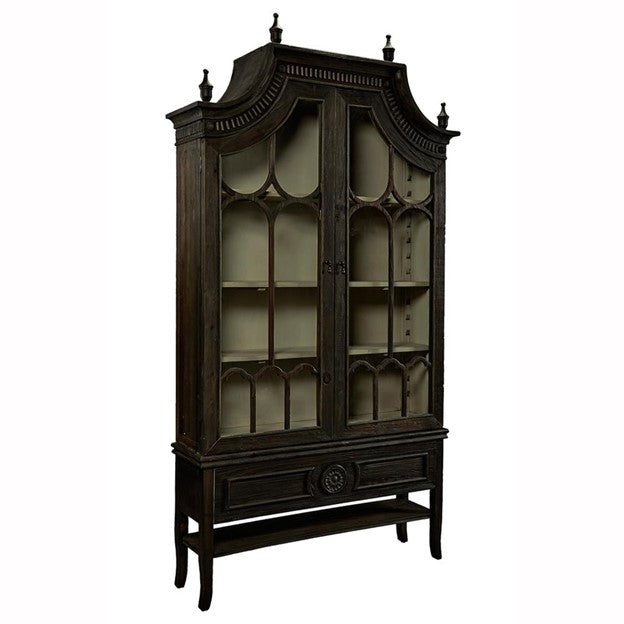 Bien French Clear Glass Black Wood 2 Door Display Case China Cabinets