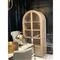 Elsa Natural Wood Glass Door Woven Rattan Drawer China Arched Cabinet