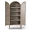 Ivan Mid Century Modern Natural Oak Wood Brass Iron 2 Door China Arched Cabinet