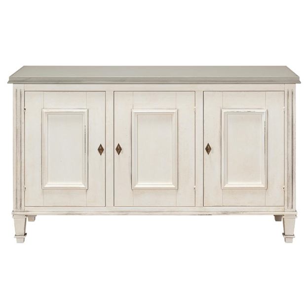 60" Alfred French Country Grey Quartz White Wood Sideboard