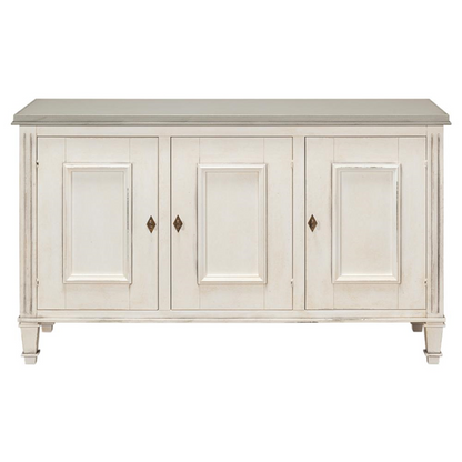 60" Alfred French Country Grey Quartz White Wood Sideboard
