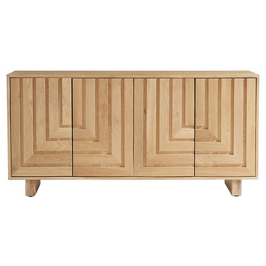 68" Emma Mid Century Modern Brown Oak Wood 4 Door Sideboard