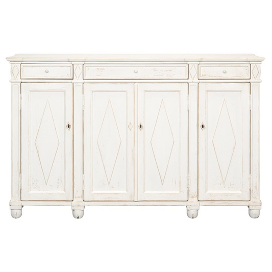 65" Gareth French Country White Reclaimed Pine Wood Sideboard