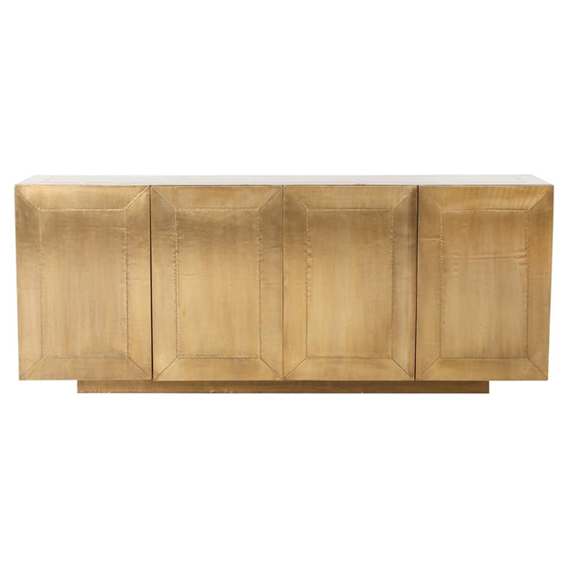 72" Ketzia Hollywood Regency Aged Brass Mango Veneer Sideboard