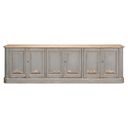 119" Laura Updated Traditional Distressed Grey Wood Sideboard