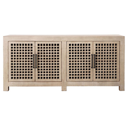 74" Lovenya Coastal Beach Light Brown Reclaimed Pine Wood Sideboard