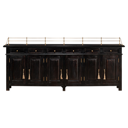 96" Serenity Updated Traditional Black Acacia Wood Sideboard